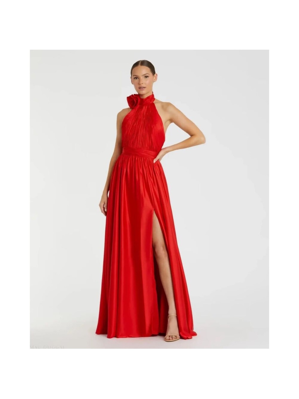 Mac Duggal Women's Rosette Halter Chiffon Evening Gown Size 24